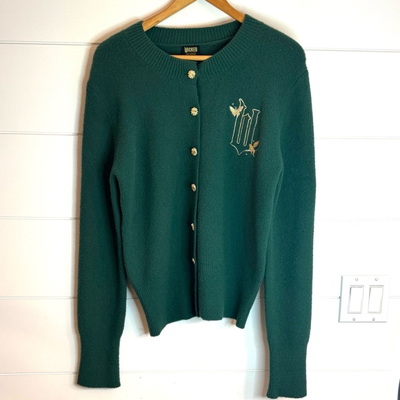 Wicked by Paul Tazewell Emerald Green Gold Button Embroidered Cardigan Small - Picture 10 of 15